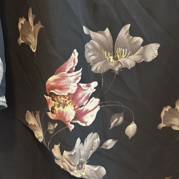 Hanna Nikole Chiffon Capelet Gray Flower Crew Neck Knee Length Pencil Dress 2XL - Picture 8 of 9